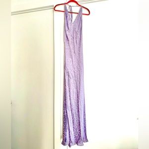 Beautiful lilac satin gown with low back and subtle heart print